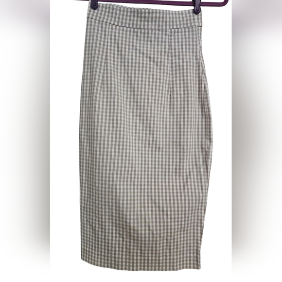 AVENUE MONTAIGNE Checkered Pull On Stretch Midi Skirt. Size 0 NWT - Picture 3 of 12